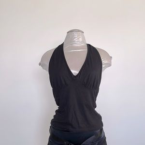 Bellyp black jersey halter top tie in the back of neck size M bra cup fits A/B/C
